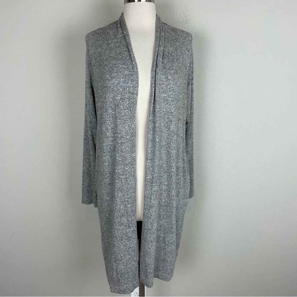 Soft Surroundings Gray Soft Long Open Front Cardi… - image 1